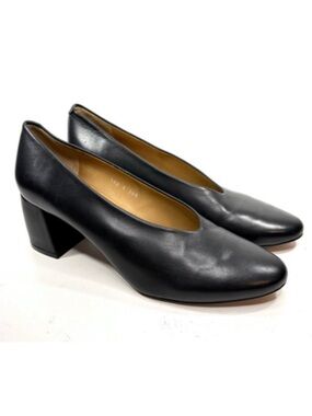 Audley Black Leather Block Heel Pumps | 38.5